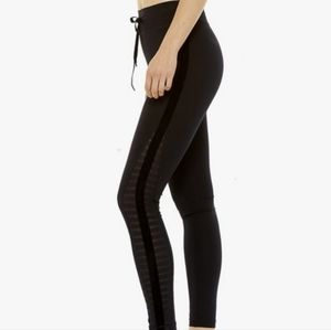 The Upside Tuxedo Velvet stripe Black full length high-waisted athletic Leggings